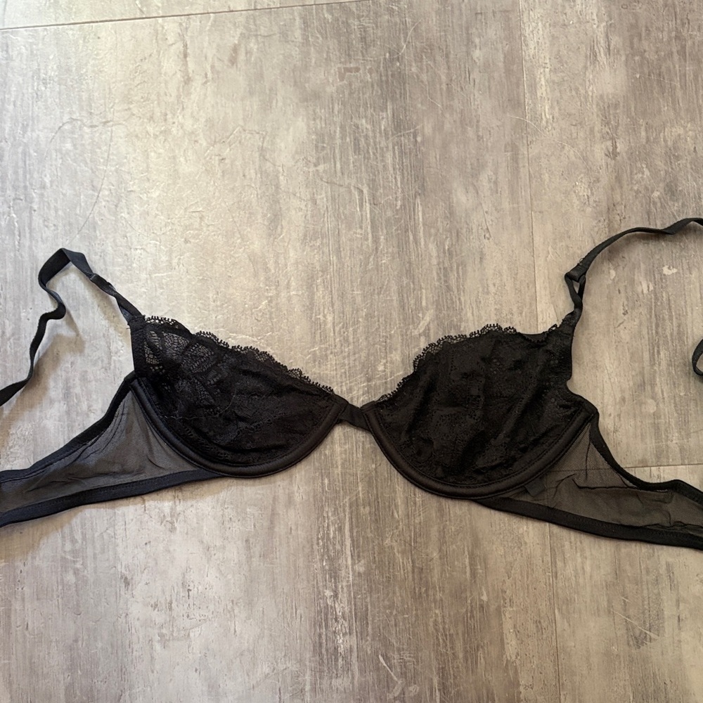Elegant Sheer Black Lace Underwire Bra